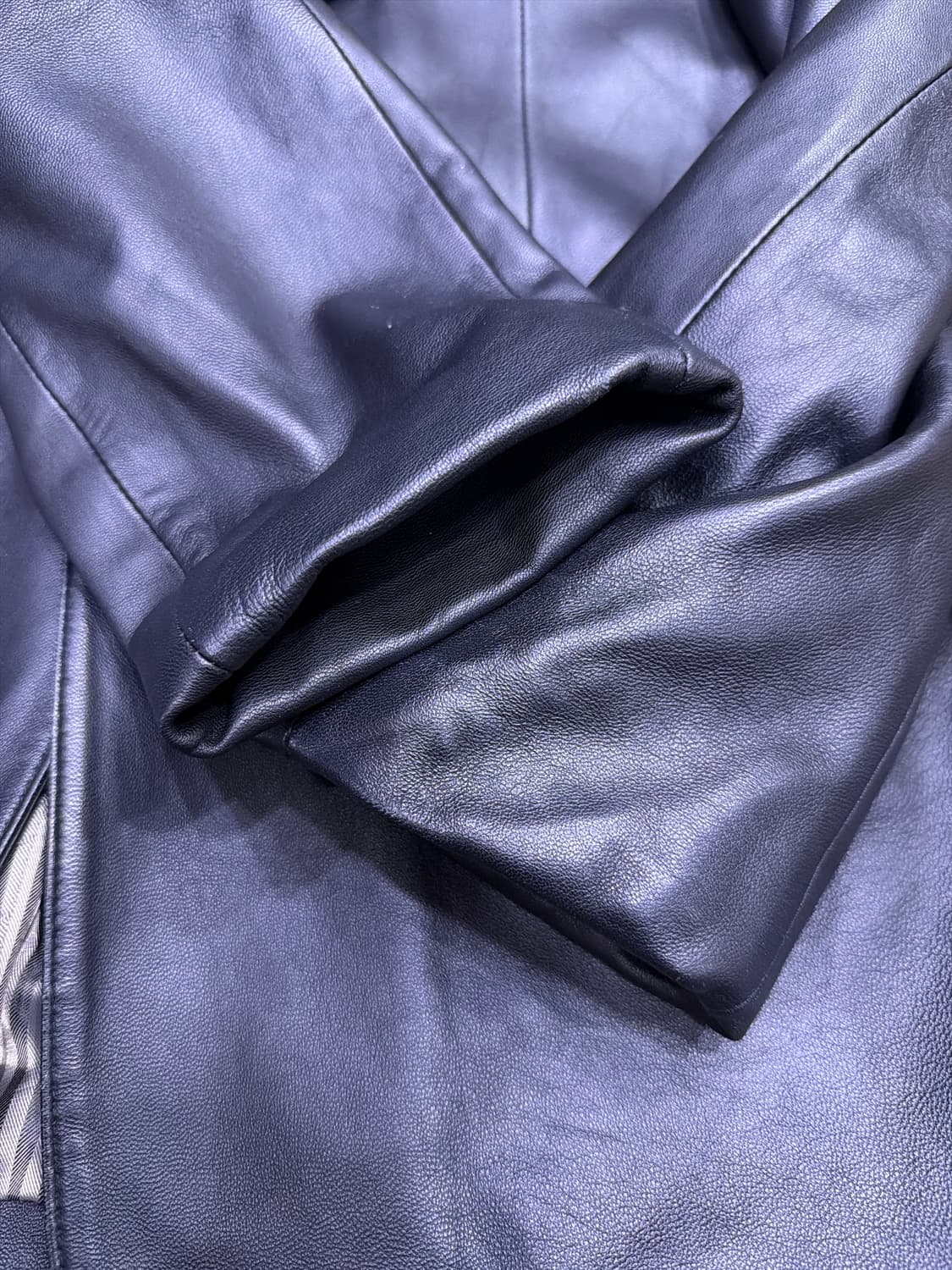 노블레스 심플 싱글 블레이저 양가죽 레더 자켓 L 상품이미지5