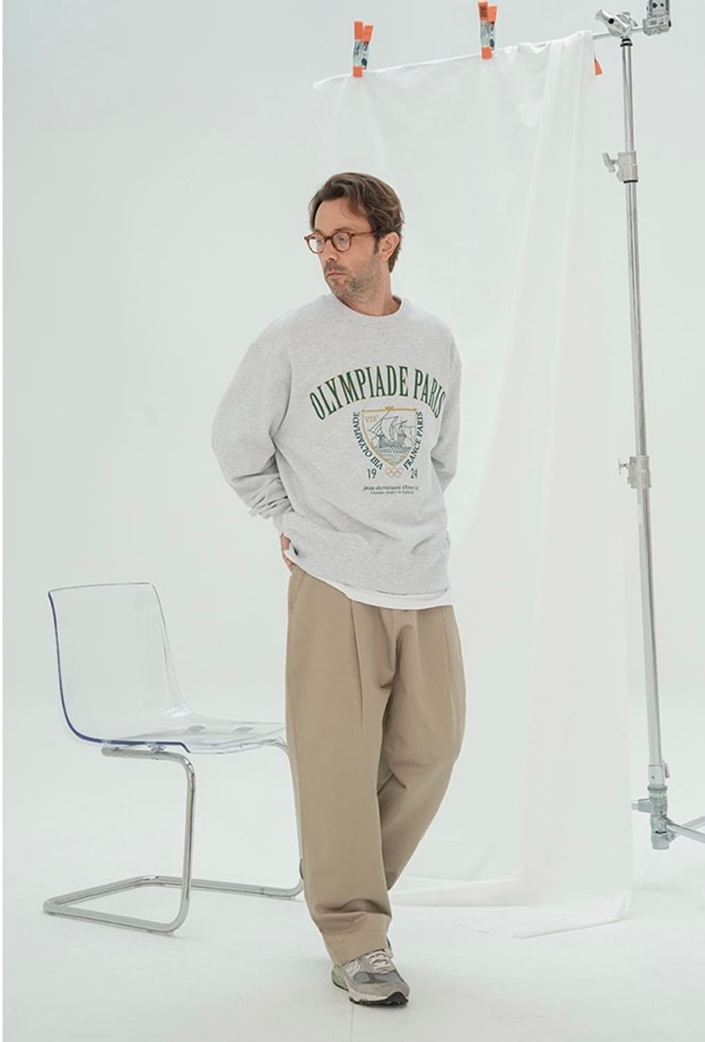 하프크라이즈 치노 원턱 와이드 팬츠 베이지 상품이미지2