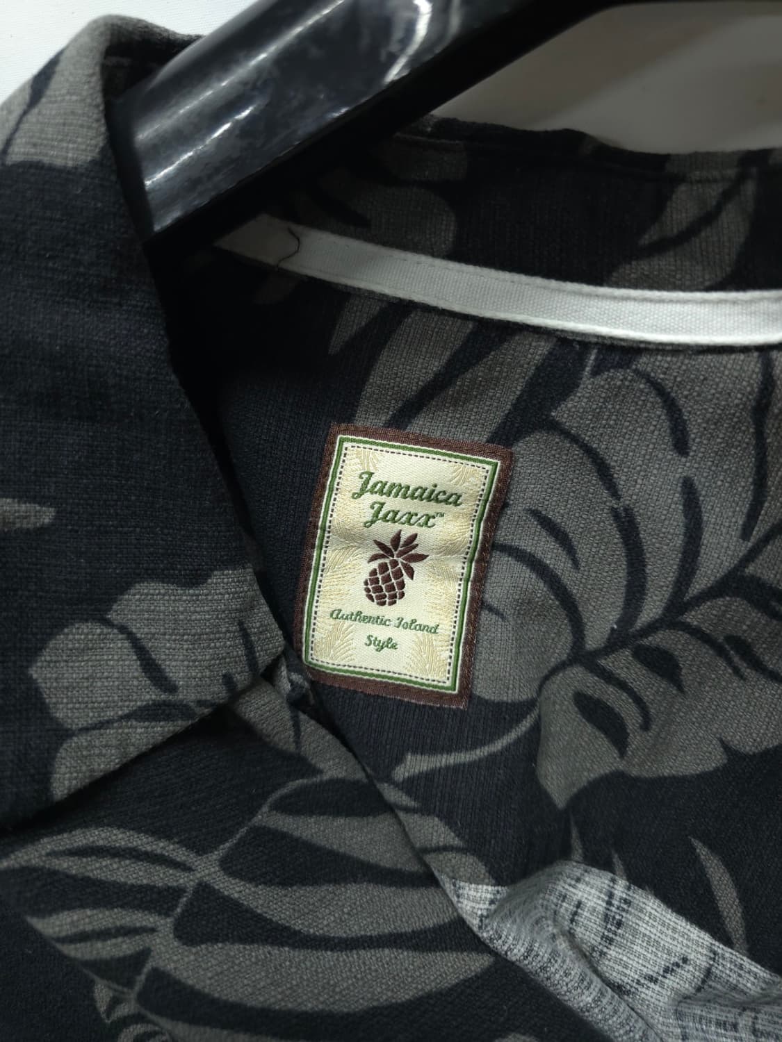 빈티지 자메이카 잭스 모노톤 보태니컬 실크 100% 알로하 셔츠 상품이미지9