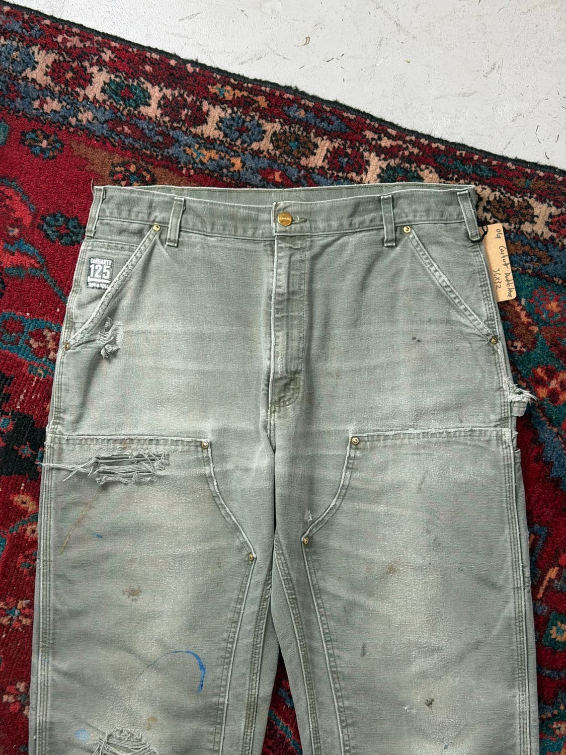 OG USA Made 칼하트 B01 더블니 팬츠 칼하트 MOS 모스그린 상품이미지6