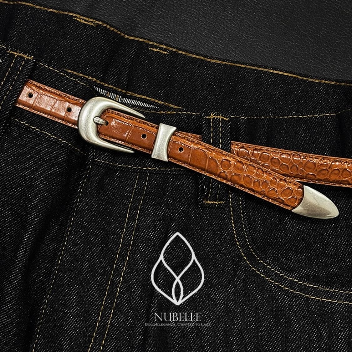 🌗 Alligator western belt / 크로커다일 웨스턴 벨트 상품이미지1
