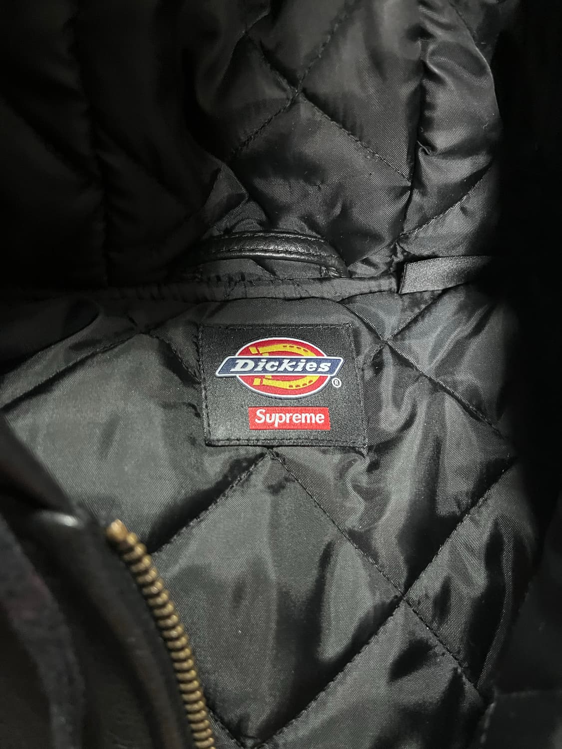 슈프림 디키즈 후드 레더 워크 자켓 블랙 XL 상품이미지2