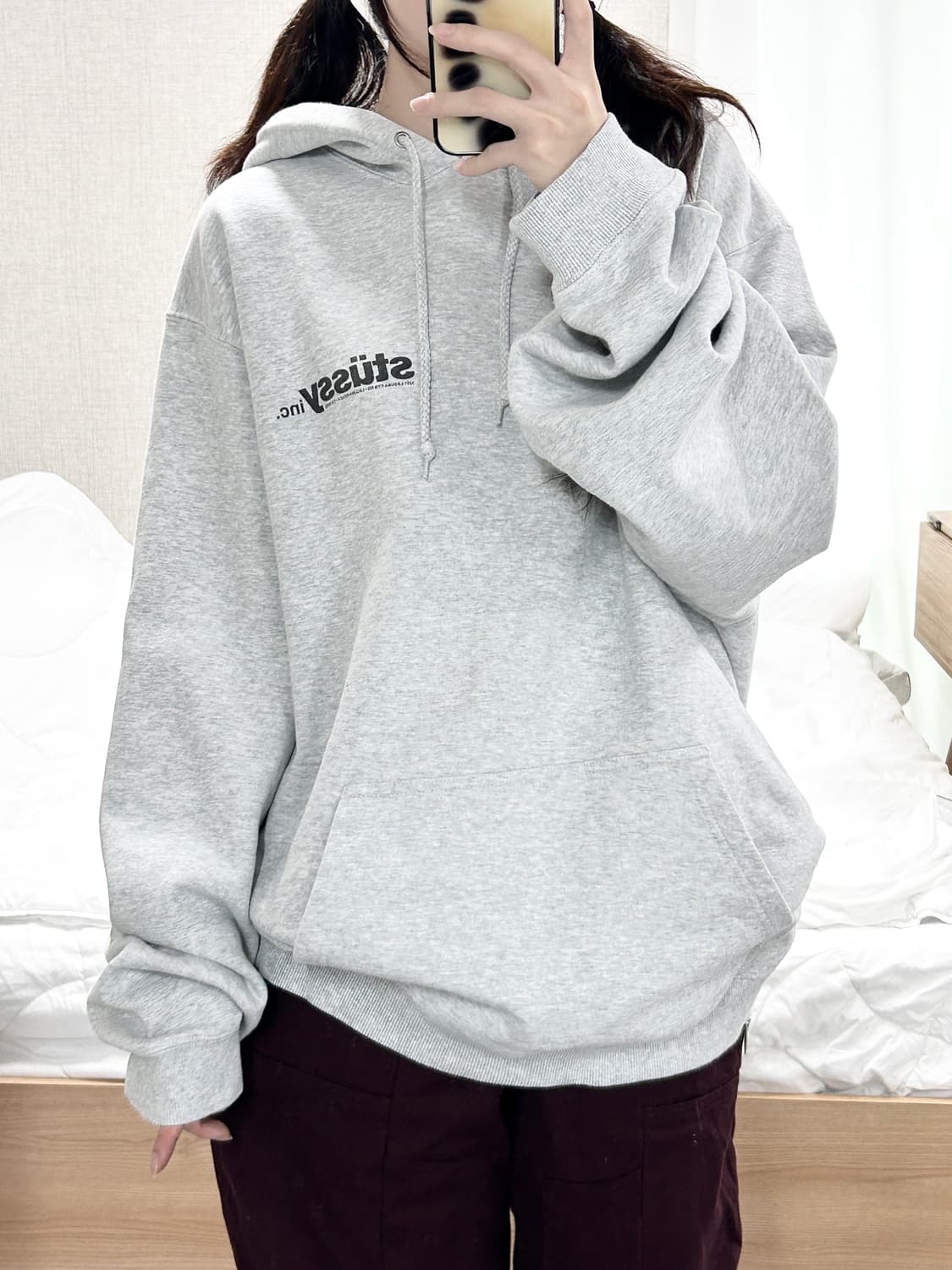 스투시 빅로고  그레이 후드 상품이미지3