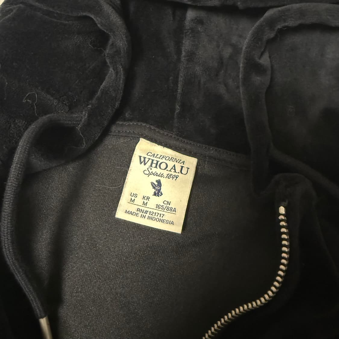 후아유 블랙 벨벳 크롭 후드 집업 초희귀 대다장 딸기우유 갸루 상품이미지5