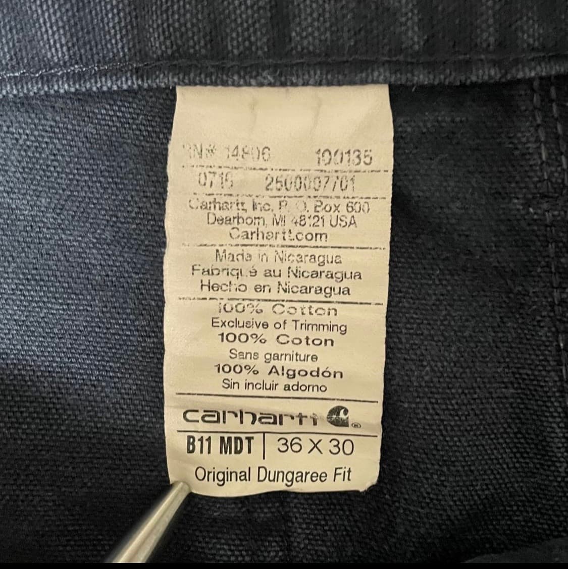 칼하트 b11 mdt(미드나잇블루) 싱글니 카펜터 워크팬츠 상품이미지4