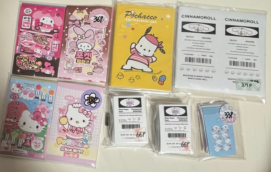 산리오 스티커 세트+포차코 수첩 상품이미지1