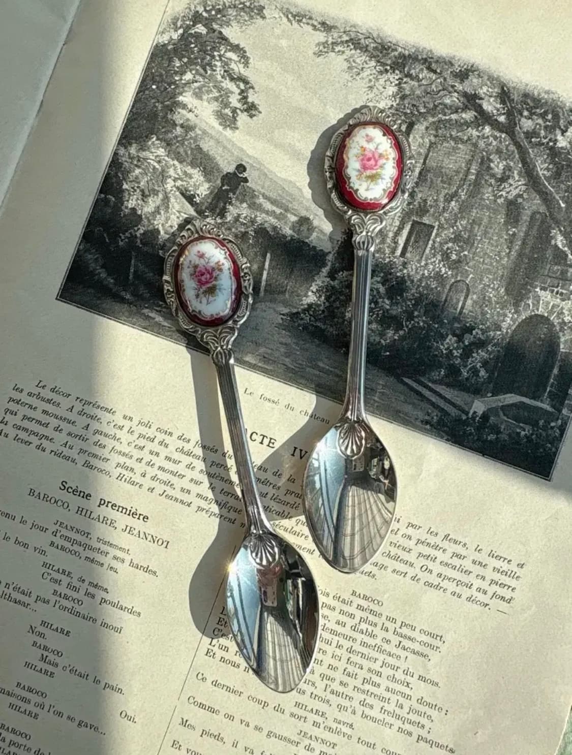 일본 실버플레이트 포셀린장식 티스푼세트 상품이미지2