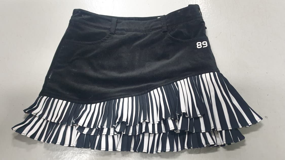 파리게이츠 블랙 벨벳 스트라이프 프릴치마0사이즈 상품이미지2