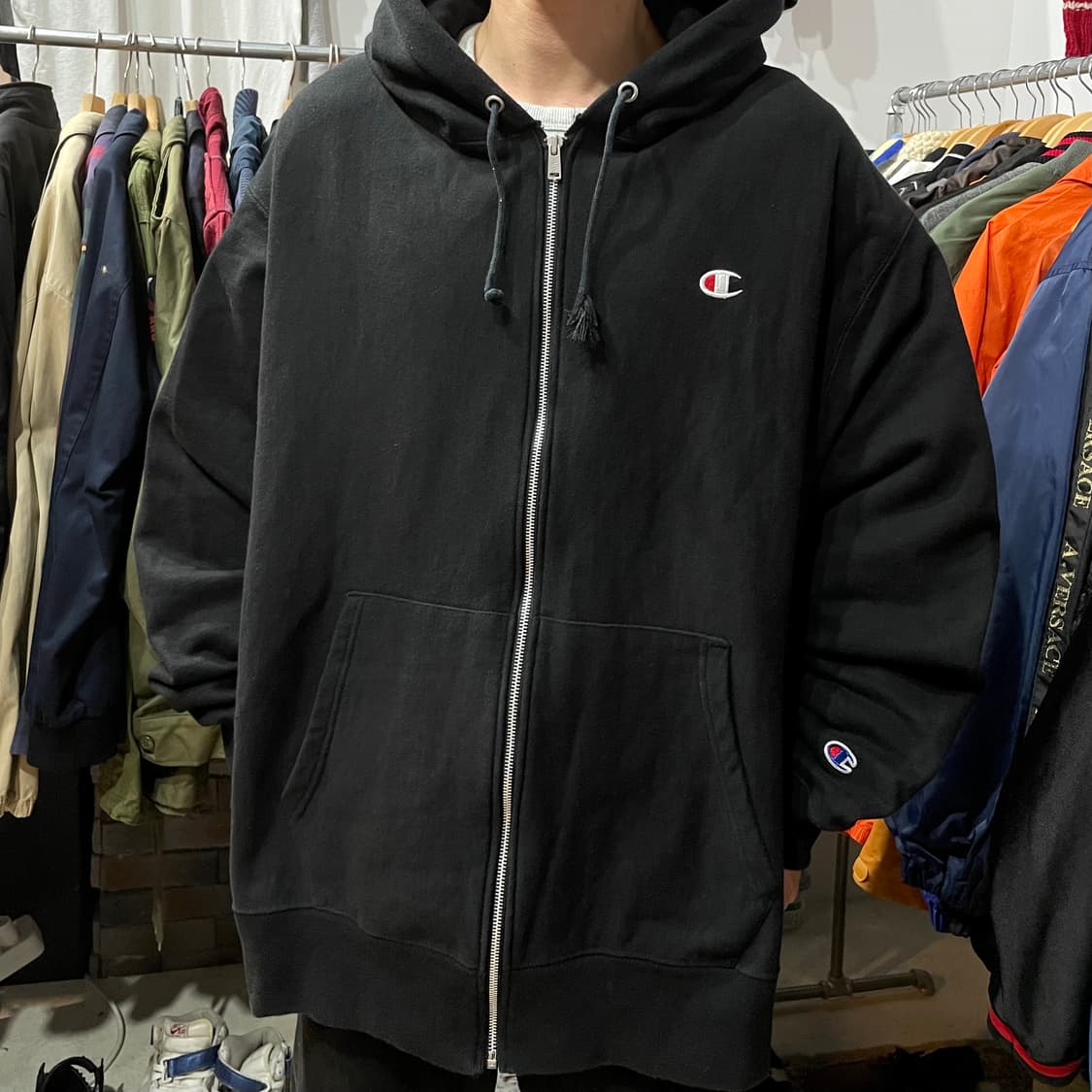 Champion 챔피온 리버스위브 블루택 블랙 후드집업 상품이미지1