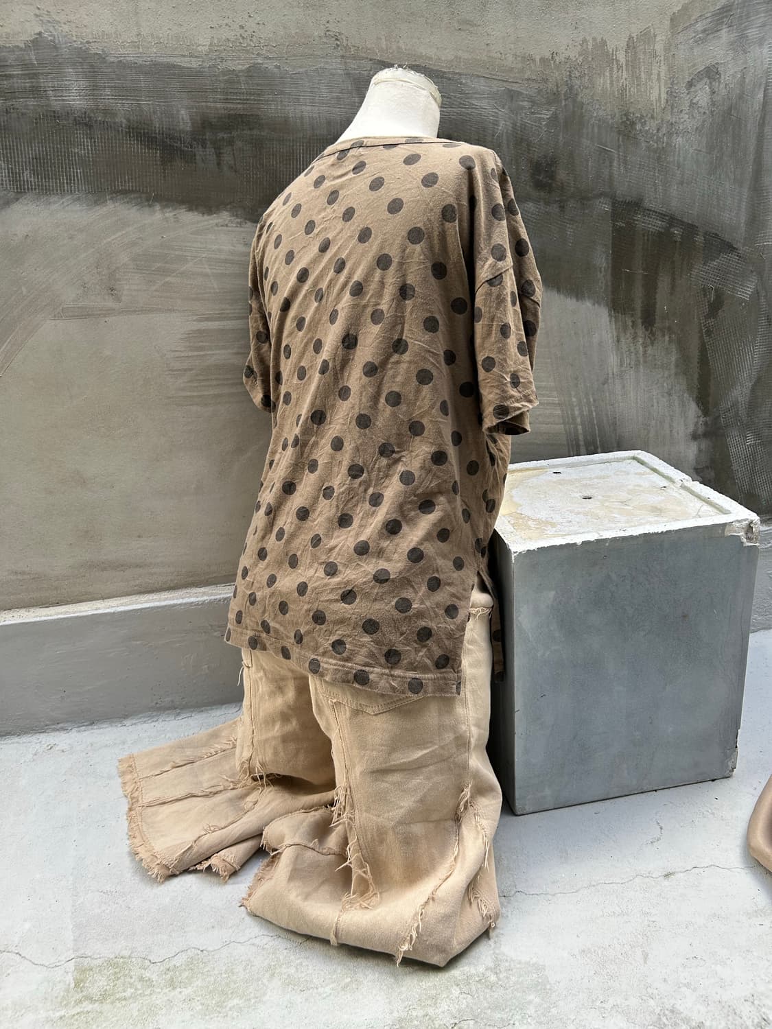 일본빈티지 브라운 도트 땡땡이 반팔티 상품이미지2