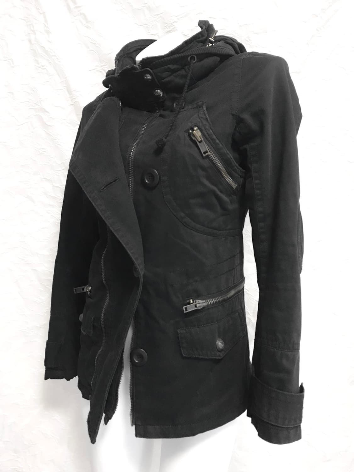 빈티지 y2k 펑크 지퍼 디테일 하이넥 후드 점퍼 자켓 상품이미지1