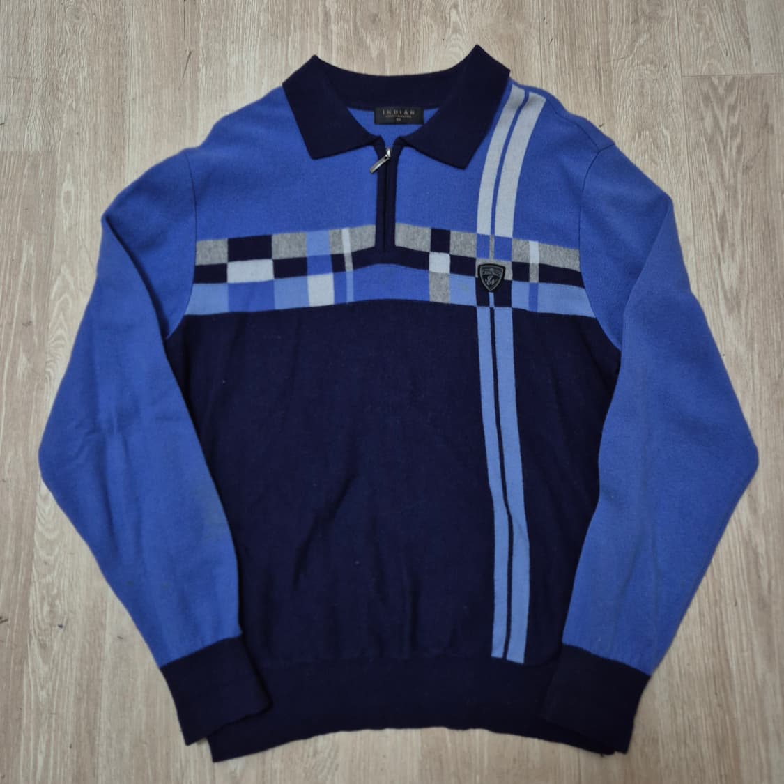 인디안 남성 버튼 클래스 반집업 니트 L(100) 상품이미지1