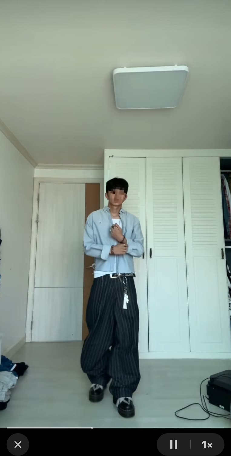 스트라이프 팬츠 임채윤님 바지 상품이미지3