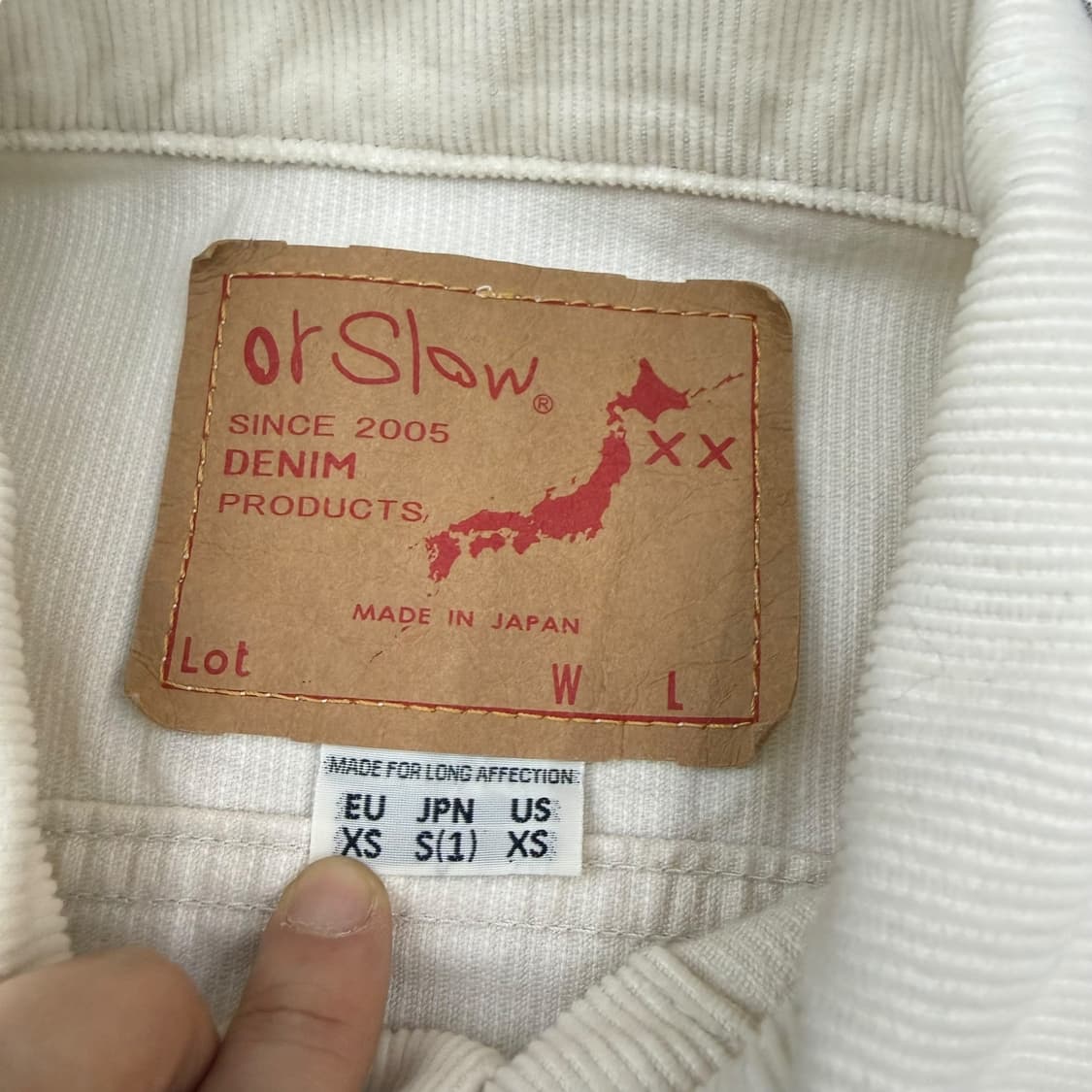 오어슬로우 코듀로이 화이트 숏자켓 상품이미지8