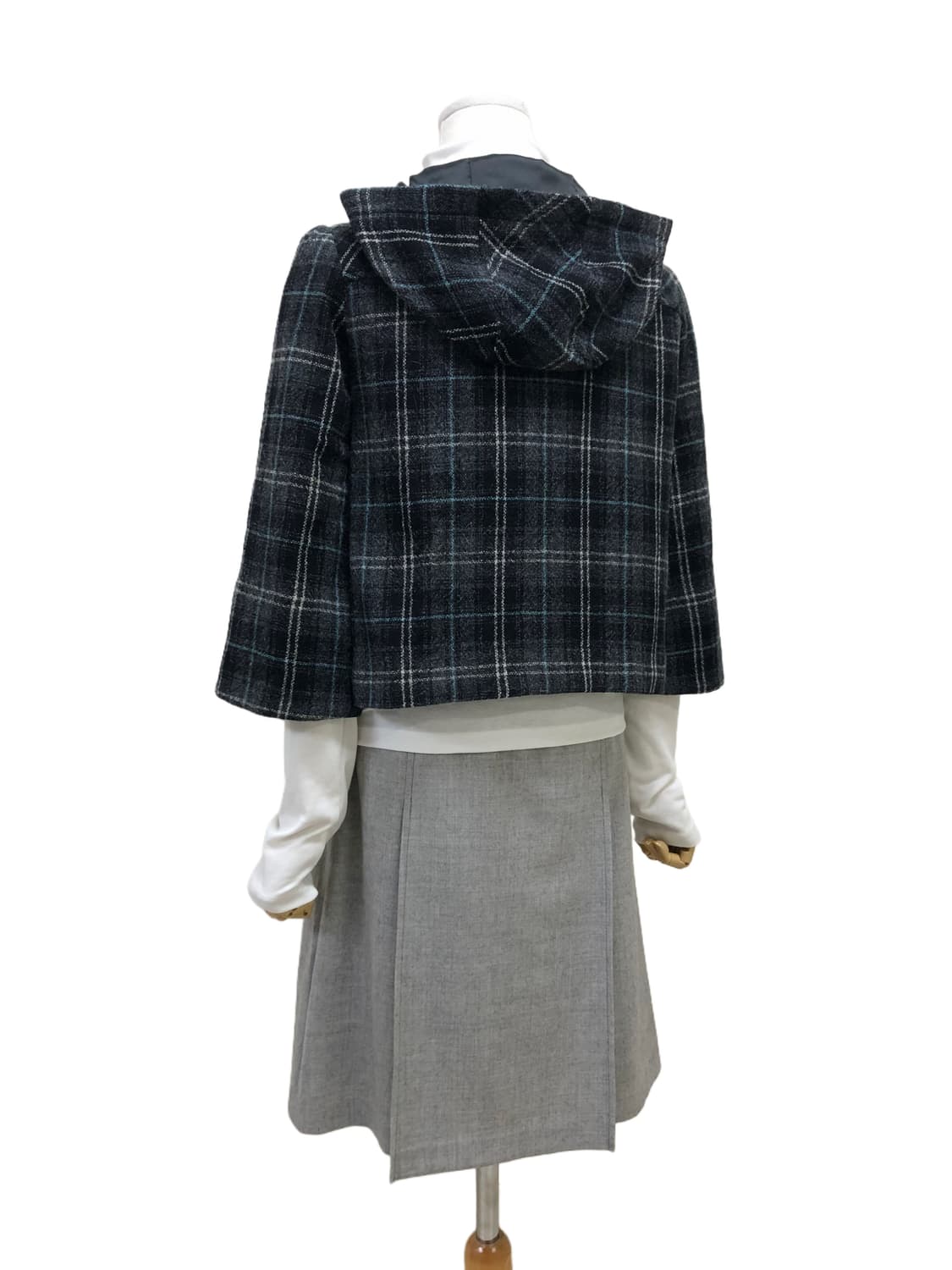 체크 떡볶이 더플 숏 코트 상품이미지7