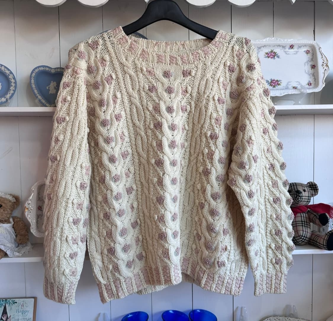 핸드니트 케이블 플라워 입체 니트 상품이미지3