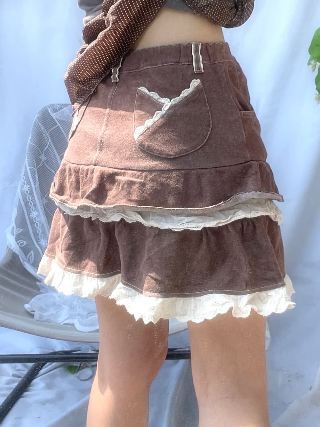 Brown can can mini skirt 상품이미지1