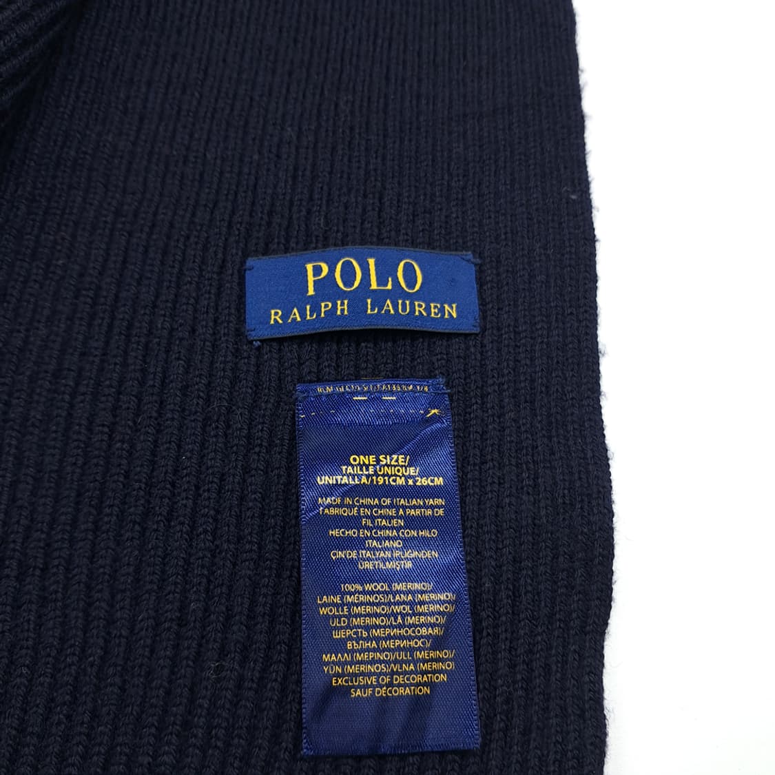 MX344 폴로 랄프로렌 다크네이비 메리노울 니트 목도리 머플러 상품이미지6