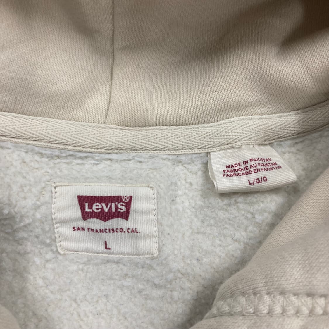 리바이스 아이보리 컬러 스펠아웃 후드집업 상품이미지3