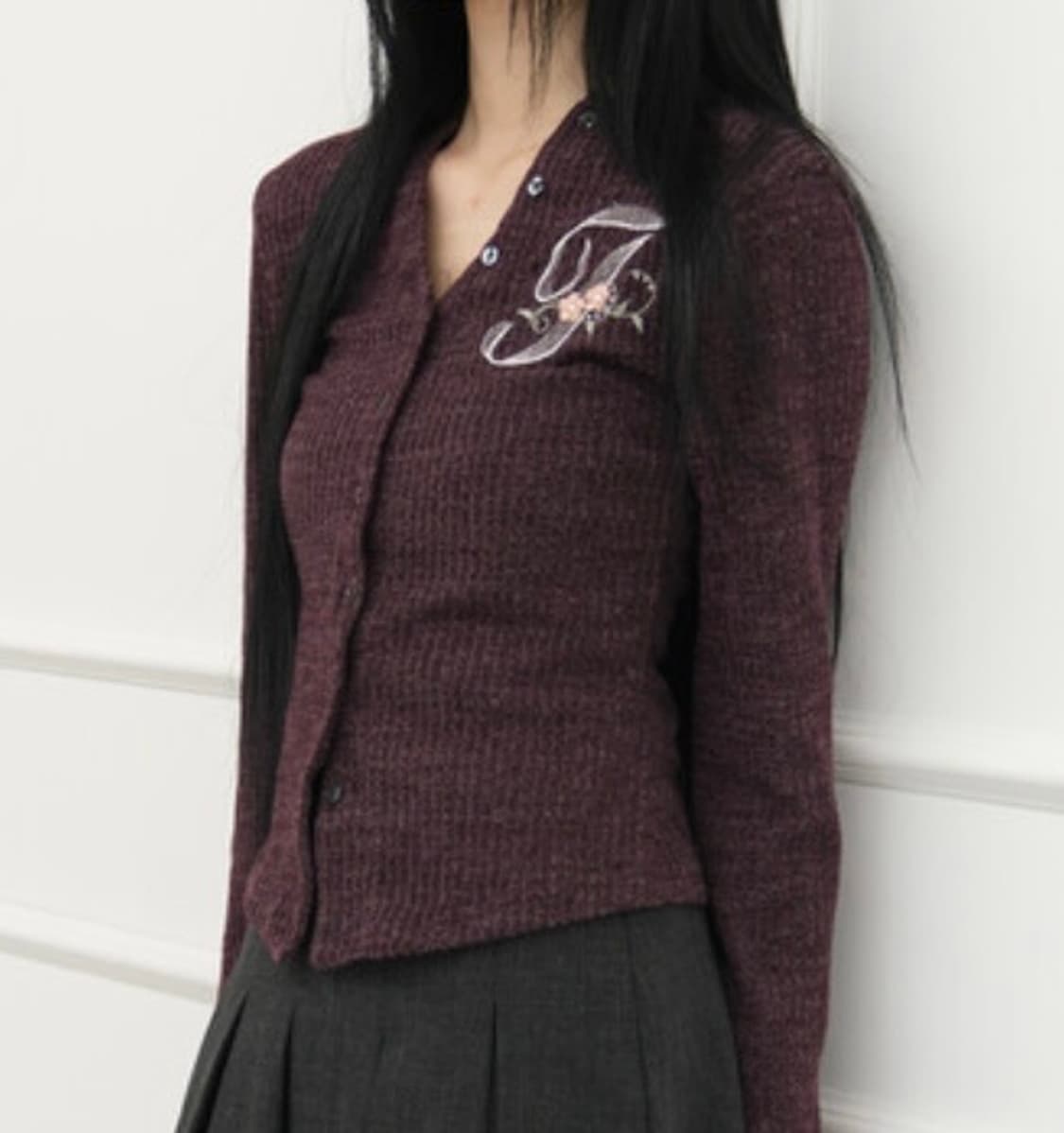 FRAGFARM -F lettering Cardigan Deep Purp 상품이미지2