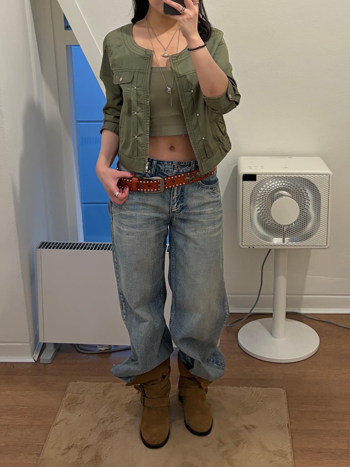 라운드넥 리벳 밀리터리 자켓 상품이미지2