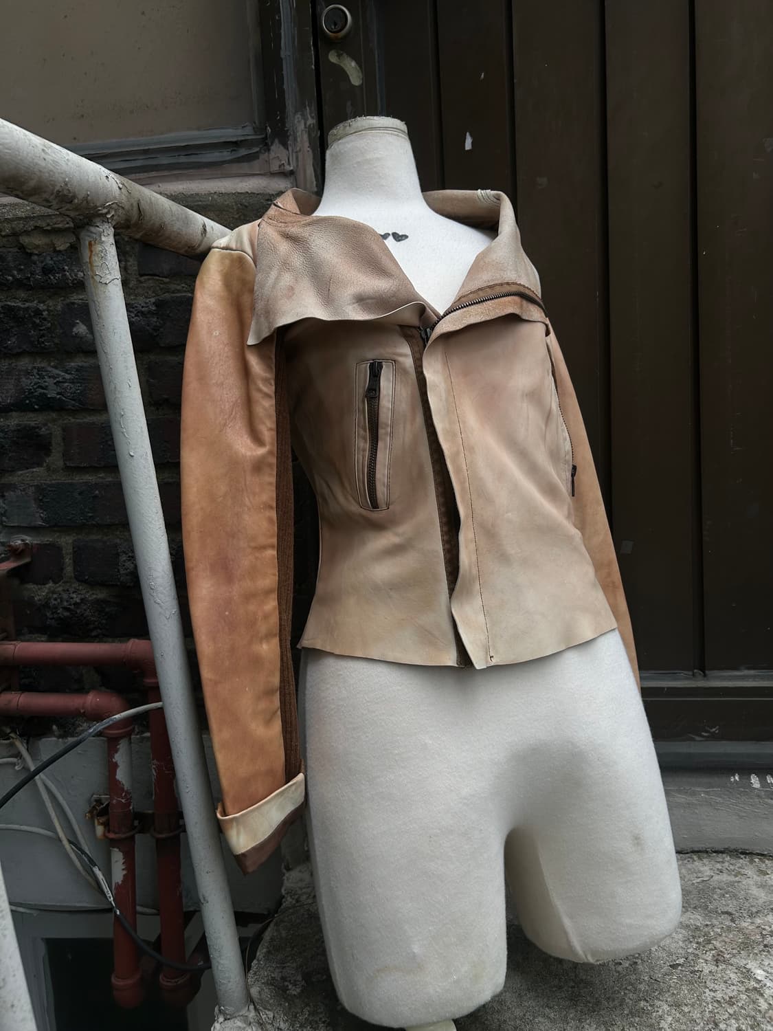 VTG Zara 드레이프 가죽 자켓 상품이미지1