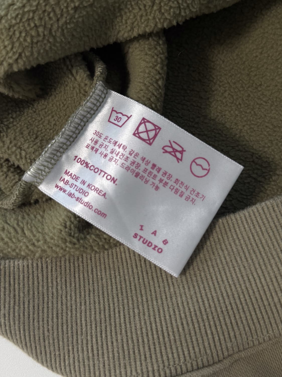 아이앱 스튜디오 루즈핏 올리브 카키 스웻 후드 상품이미지8