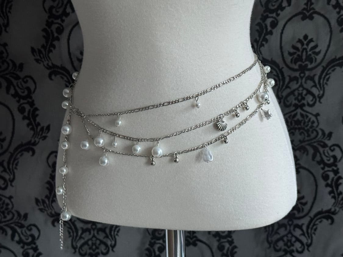 진주 y2k 레이어드 체인벨트 새상품 상품이미지2