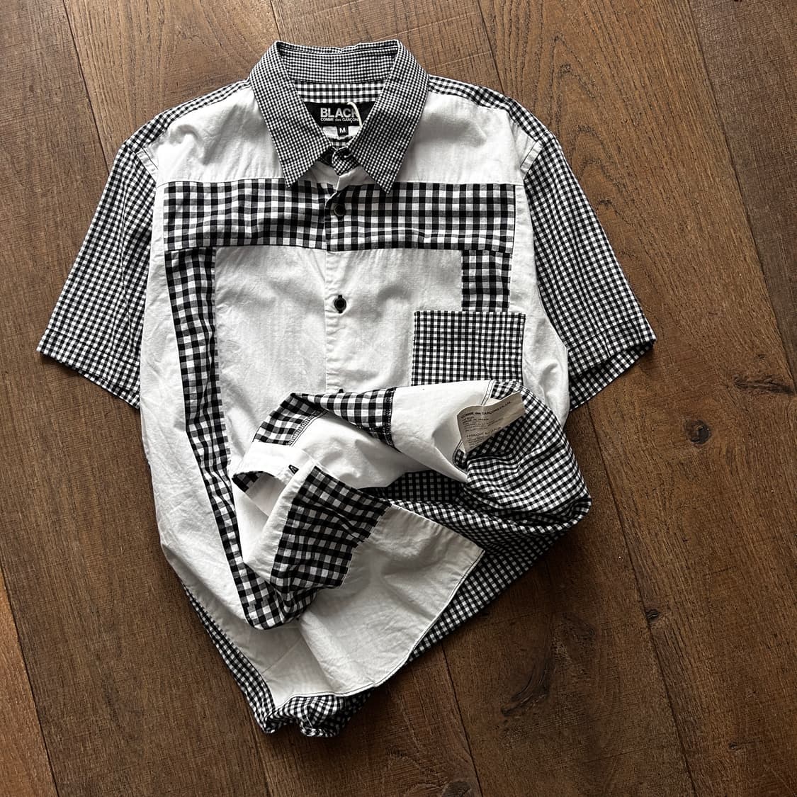 Gingham Check Patchwork Blouse 상품이미지4