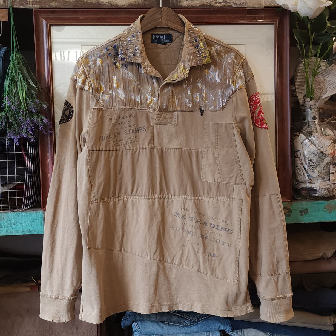 00s 폴로 랄프로렌 긴팔 카라티 럭비 맨투맨 애니멀 프린팅 사파리 M 상품이미지2