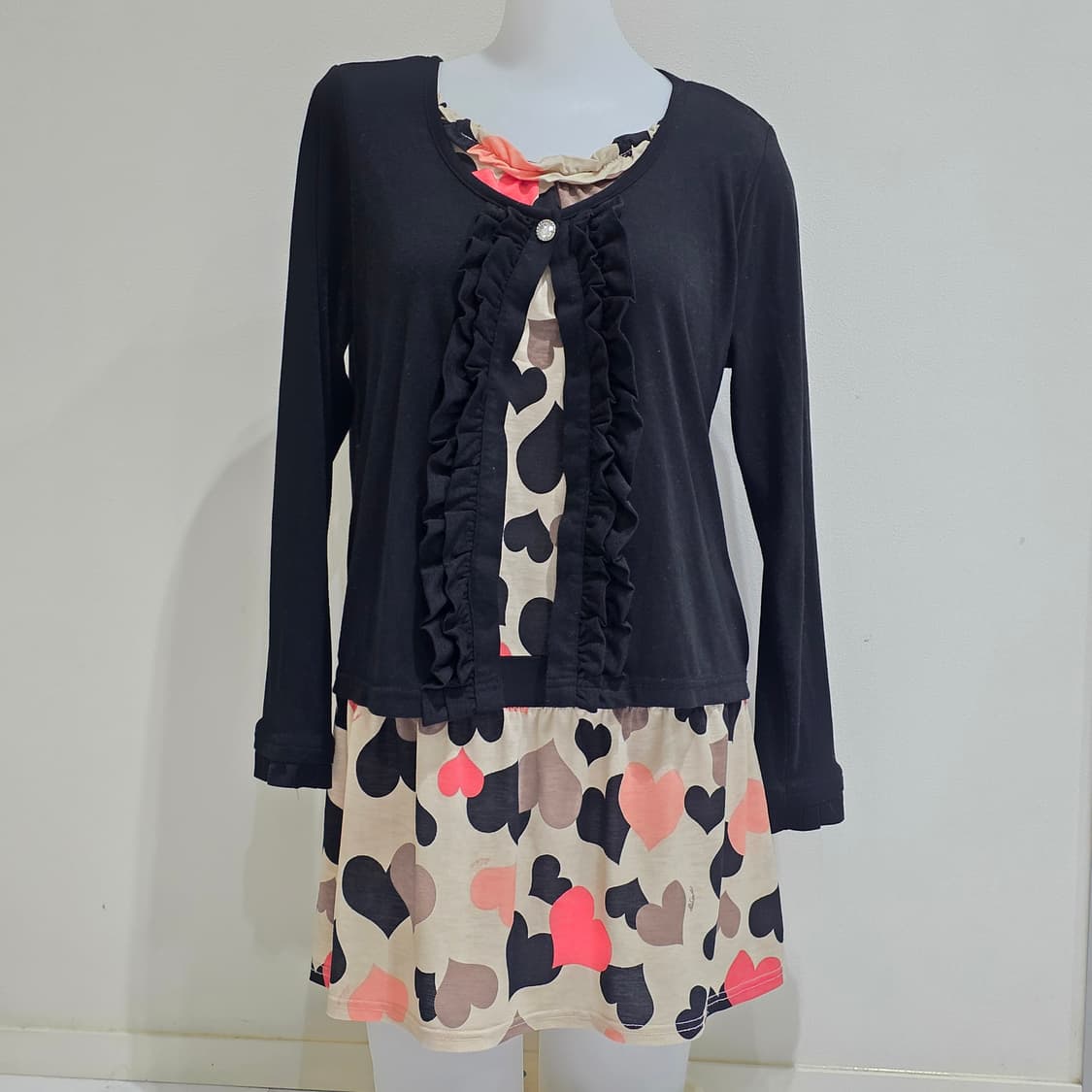 &LOVE masami satomi 일본빈티지)오네갸루 하트프릴 원피스 상품이미지1