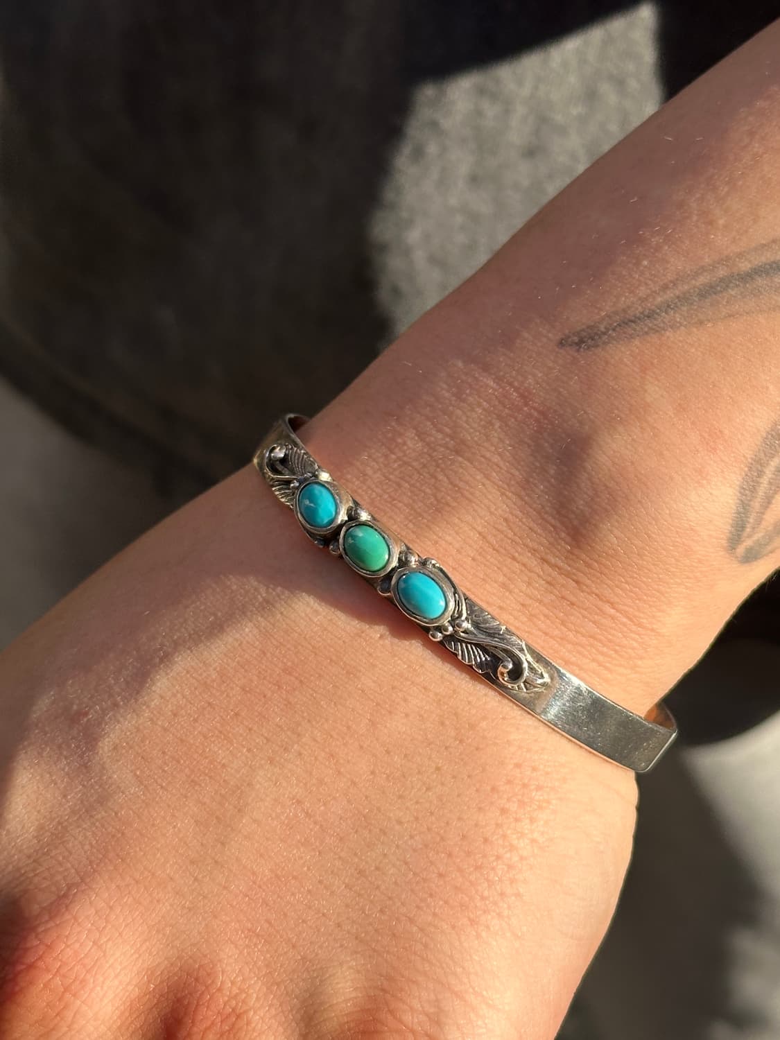 (Only 1)Triple Turquoise Feather Engrave 상품이미지2