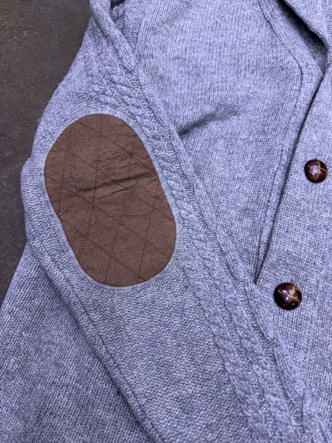 빈폴 클래식 숄카라 패치워크 니트 스웨터 가디건 그레이 100 상품이미지6