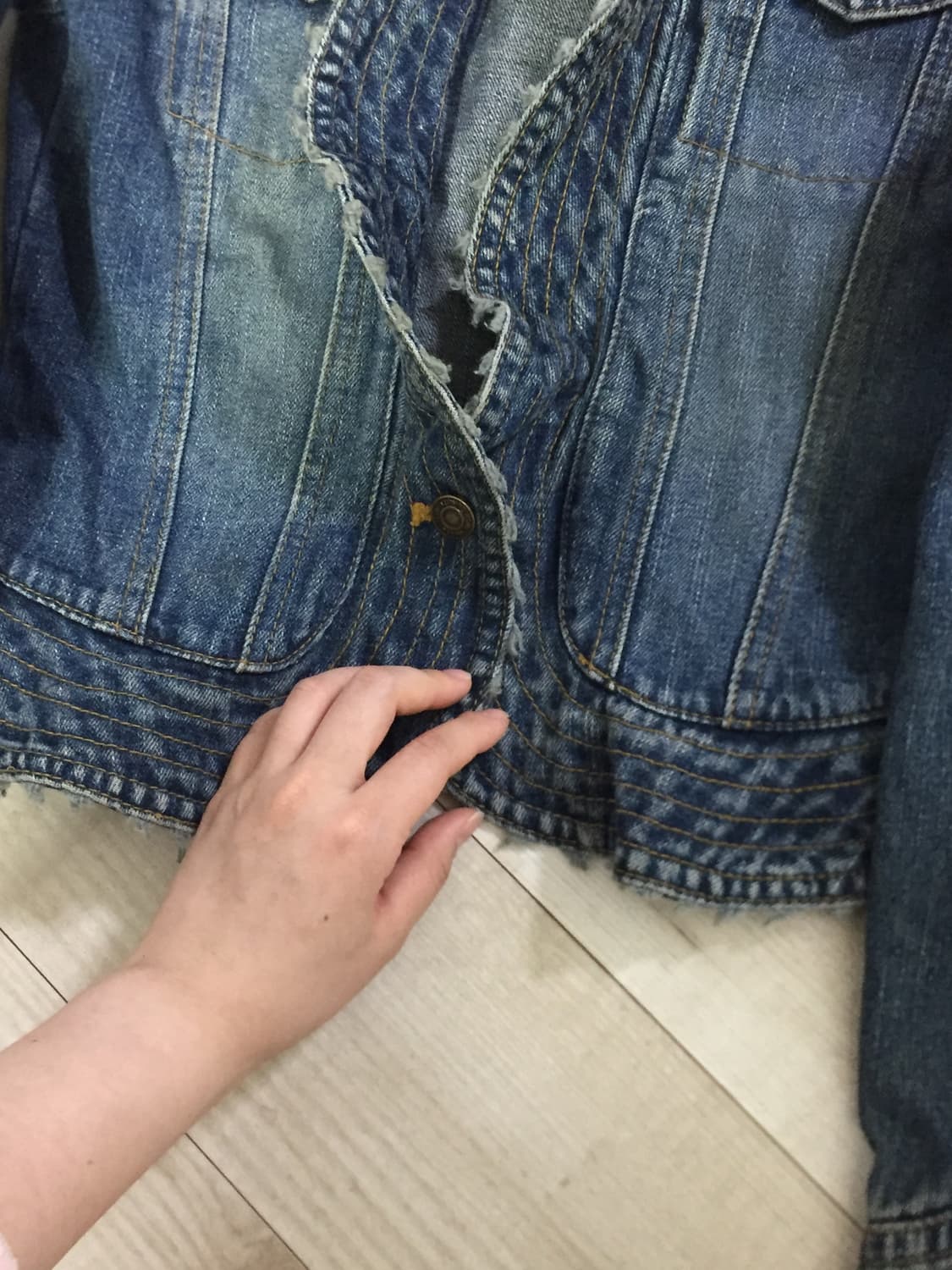 vintage denim ruffle jacket 상품이미지5