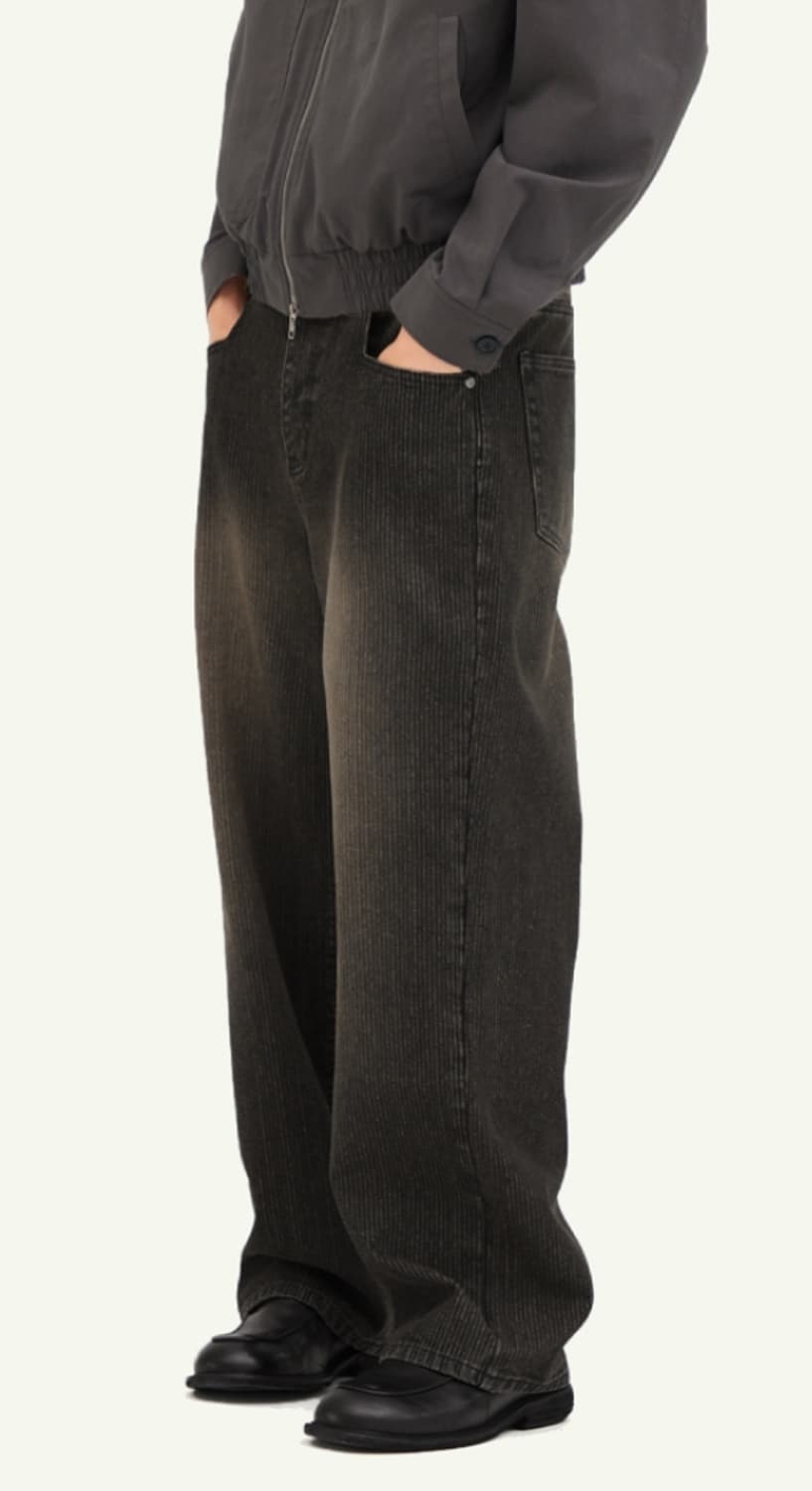 [XL][새상품] 인템포무드 슬라이서 슬럽 데님 팬츠 블랙 상품이미지3