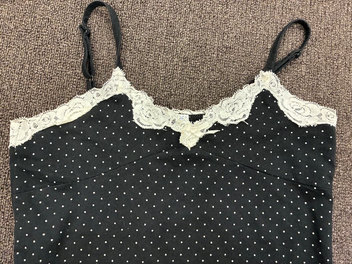 OS)Japanese vintage 여성 레이스 디테일 도트무늬 나시 상품이미지2