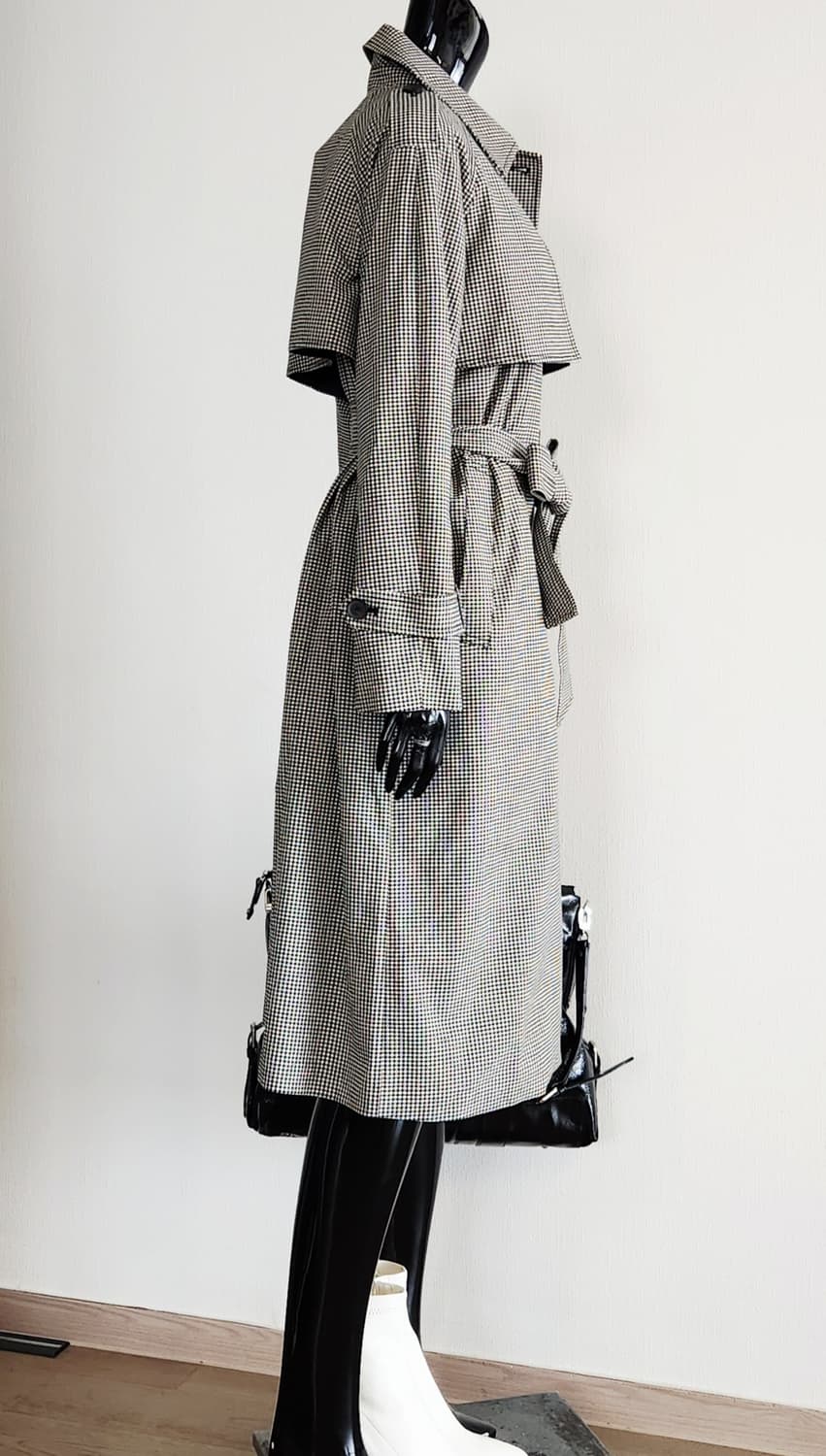 잔체크 롱 트렌치코트 상품이미지5