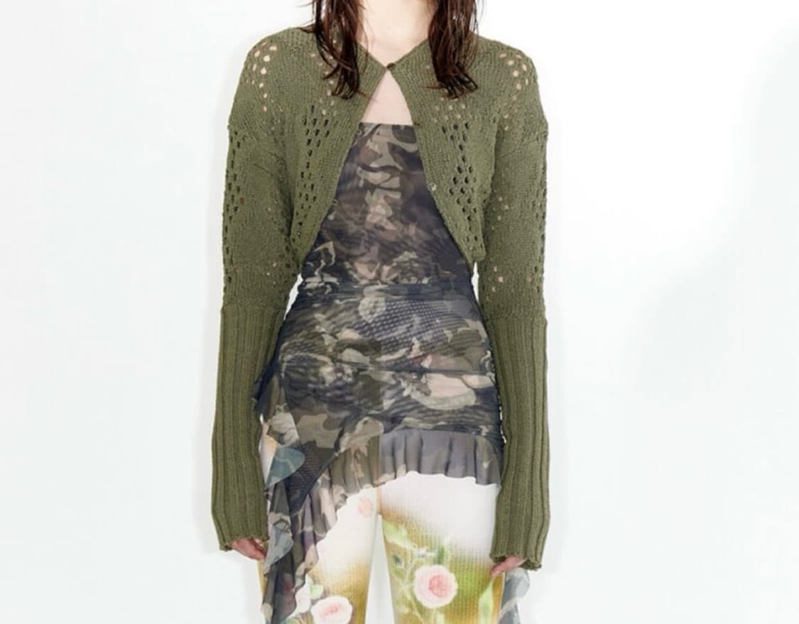 open yy 니트 볼레로 카키  상품이미지1