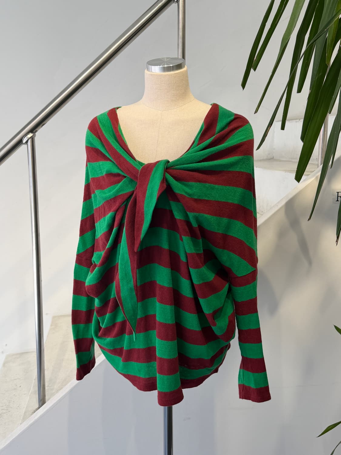 TSUMORI CHISATO 그린 와인 스트라이프 롱슬리브 상품이미지2