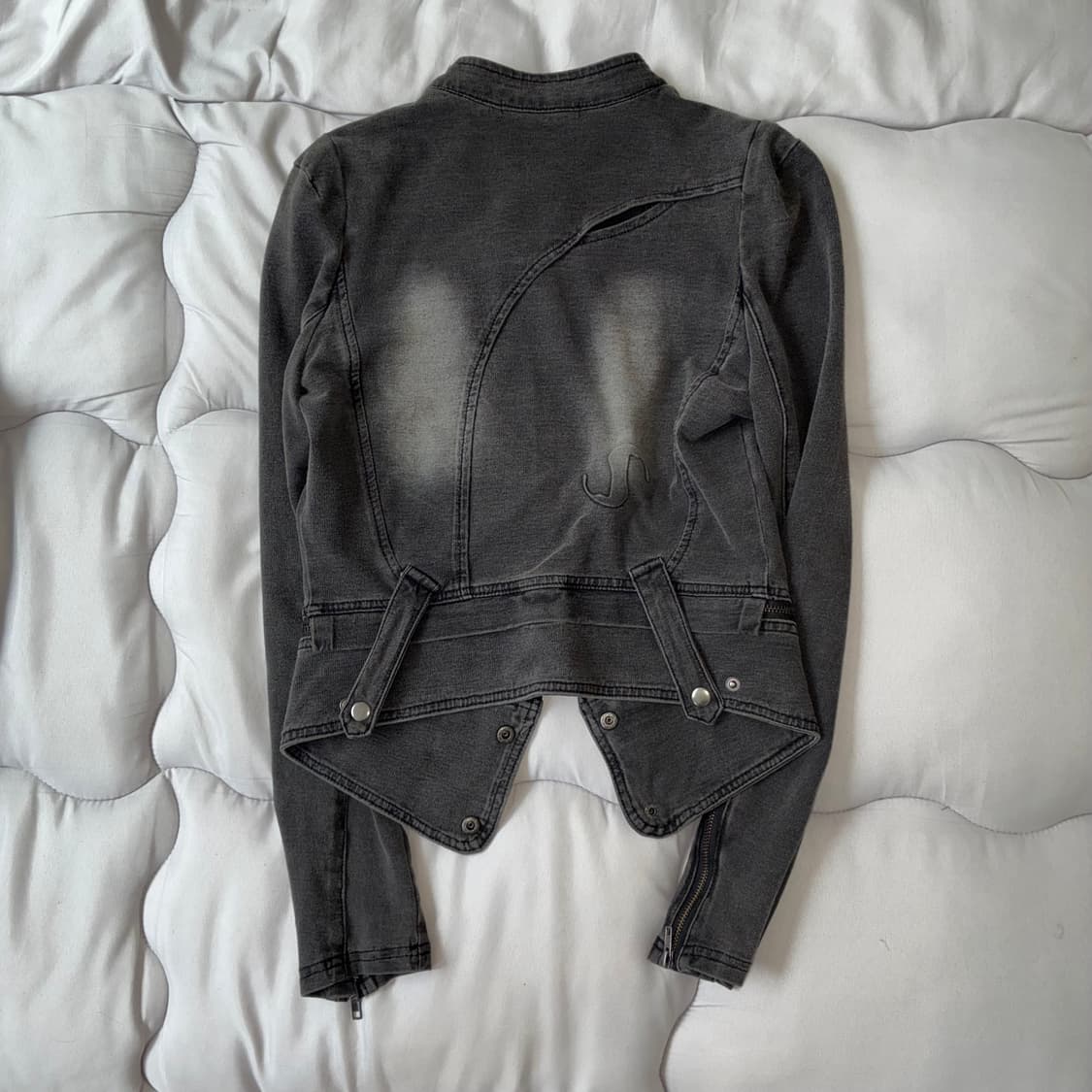 오호스 스판 데님 라이더 자켓 2사이즈 상품이미지2