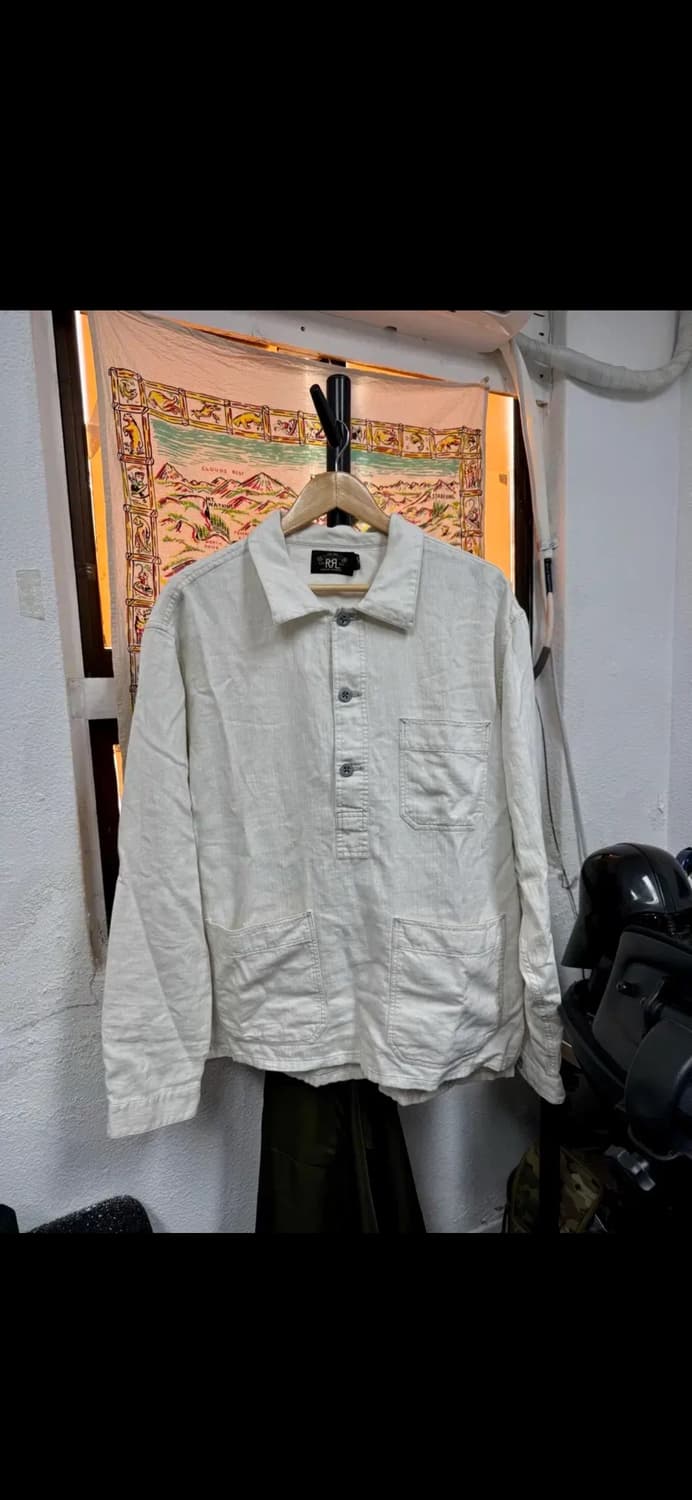 Rrl 헤링본 린넨 풀오버 셔츠 L 상품이미지4