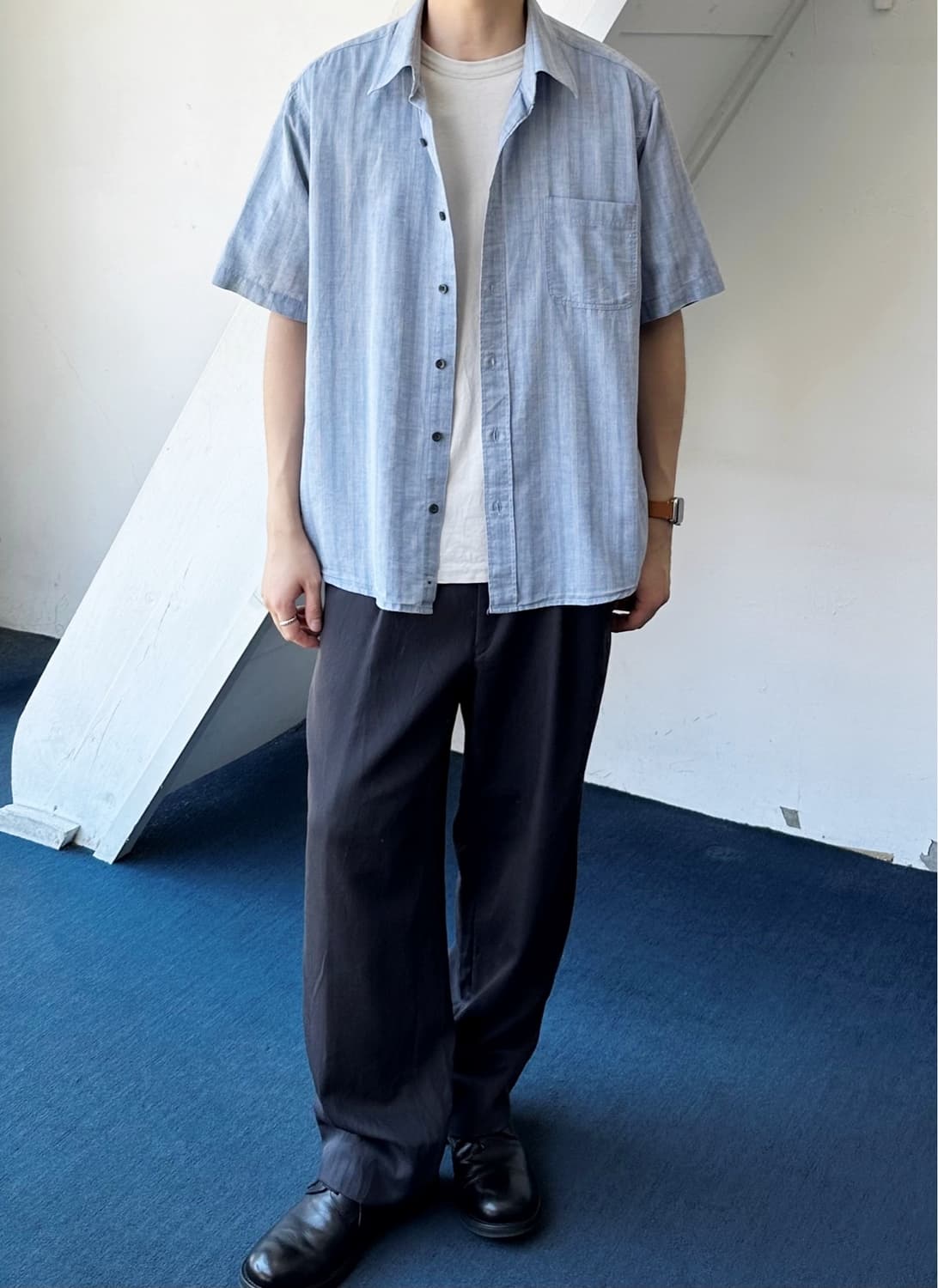 Design jacquard fabric point H/S shirt 상품이미지7