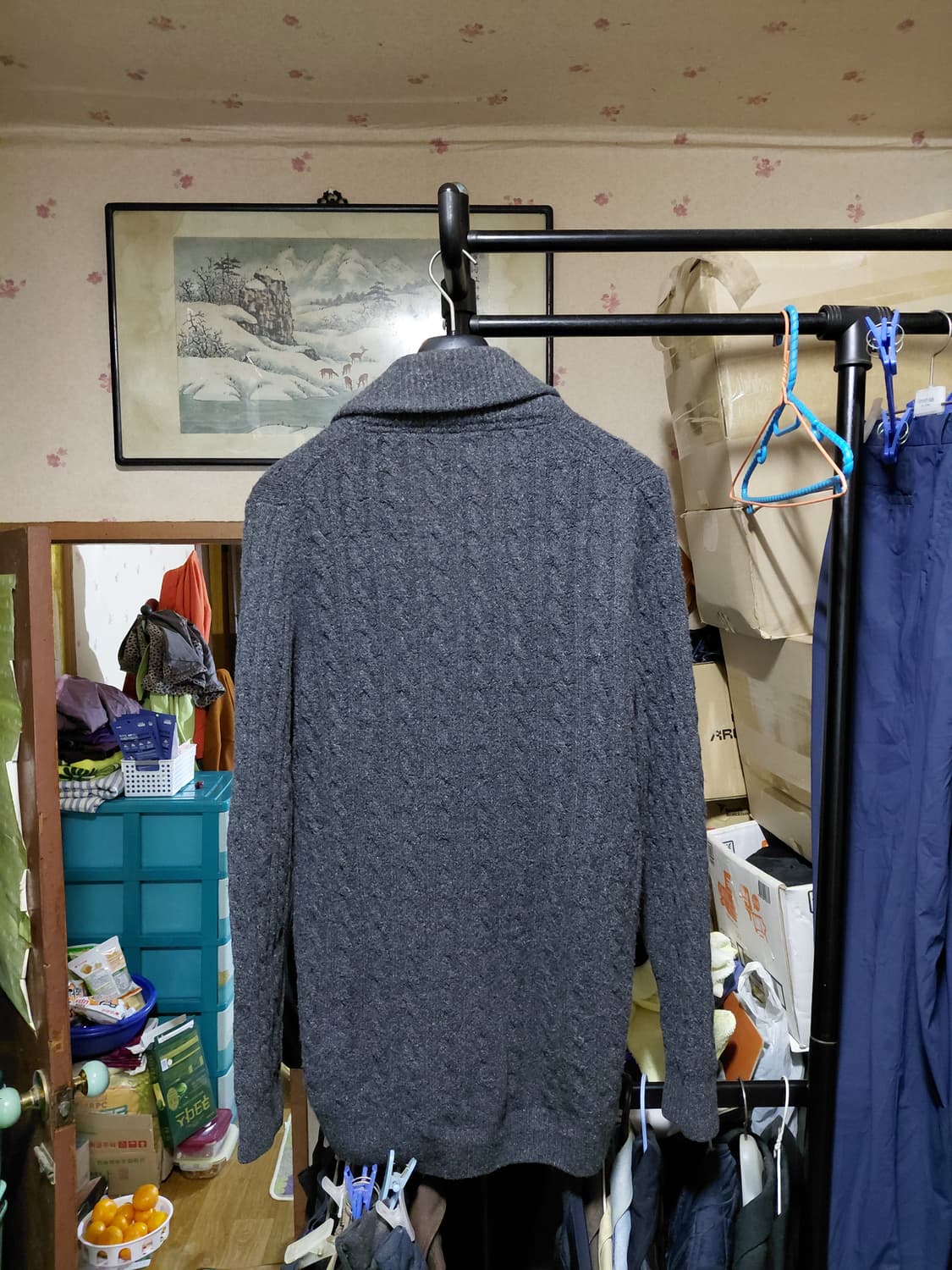 [마시모두띠]울,실크 혼방 케이블 더블 숄카라 가디건 L(105) 상품이미지2