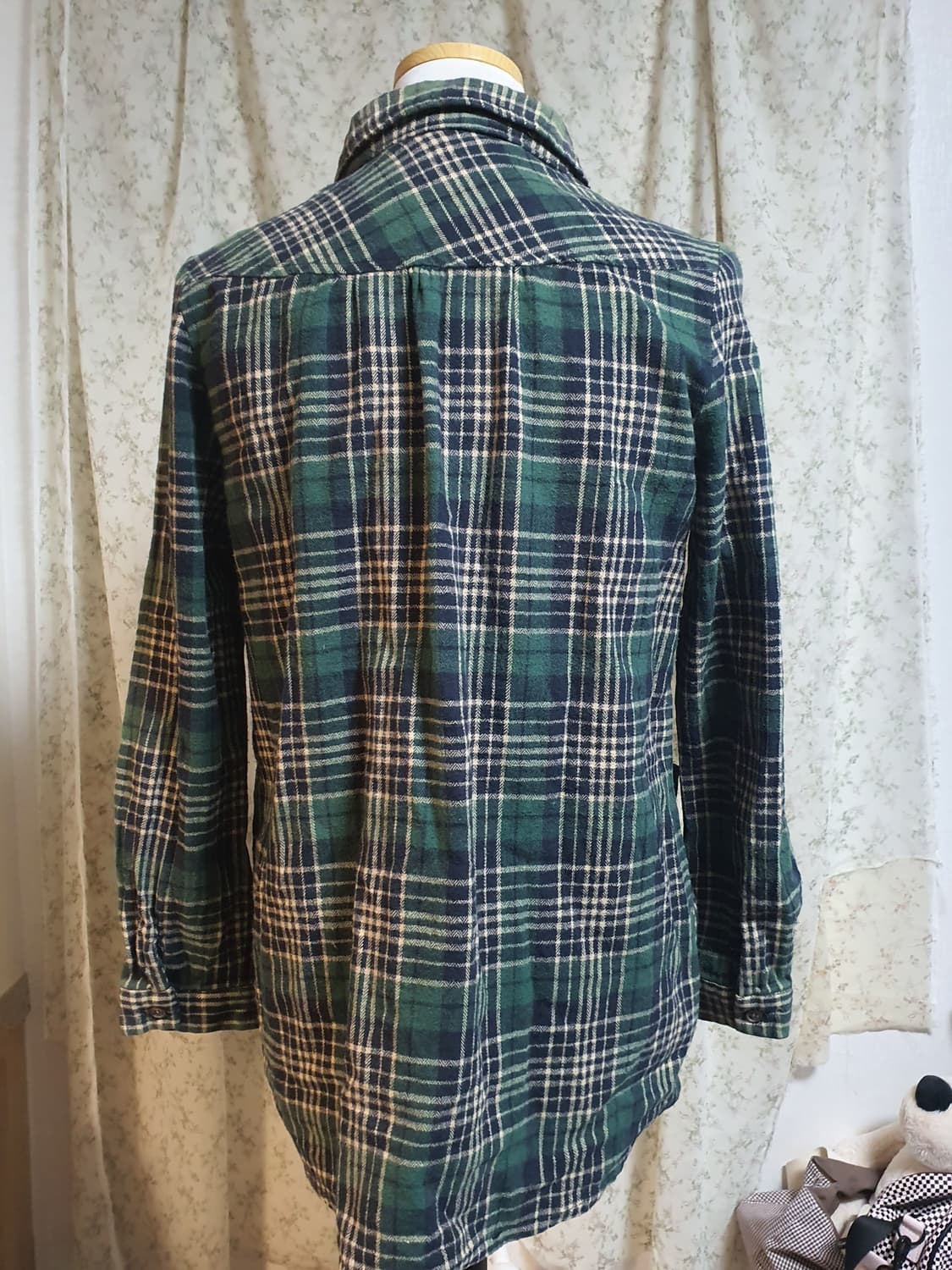 [빈티지] 3종 일괄 레드 체크 롱 셔츠 허리 스트랩 셔츠 상품이미지4