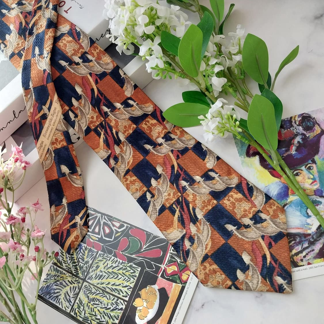 제냐 실크 네이비 아트 그래픽 넥타이 9.6cm A+등급 K1661
 상품이미지3