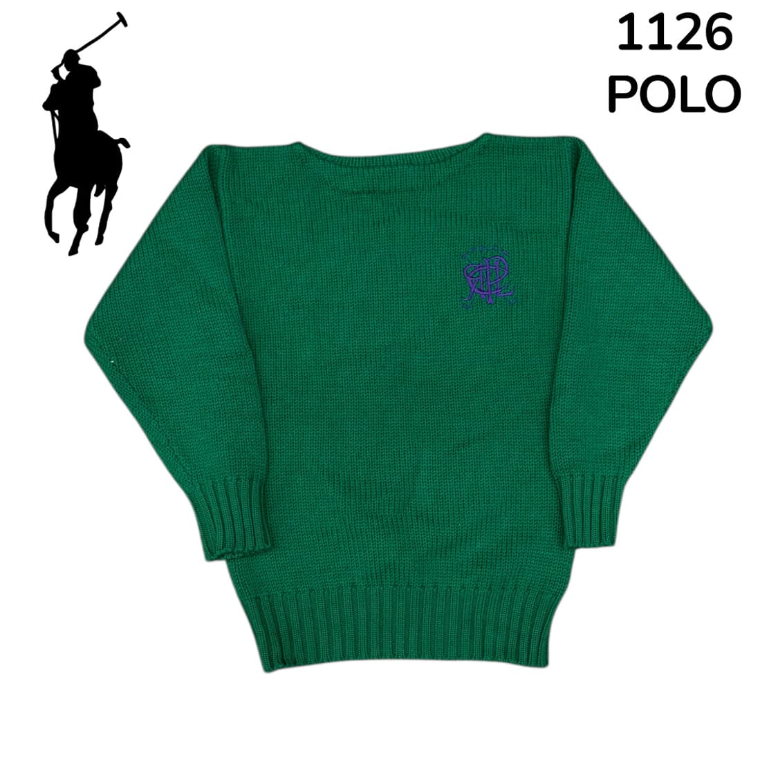 폴로 여성용 로고 자수 그린 니트 XS 상품이미지2