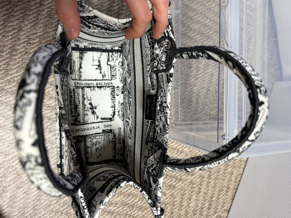 디올 스몰 북 토트백 플랜 드 파리 자수 화이트 블랙 상품이미지3