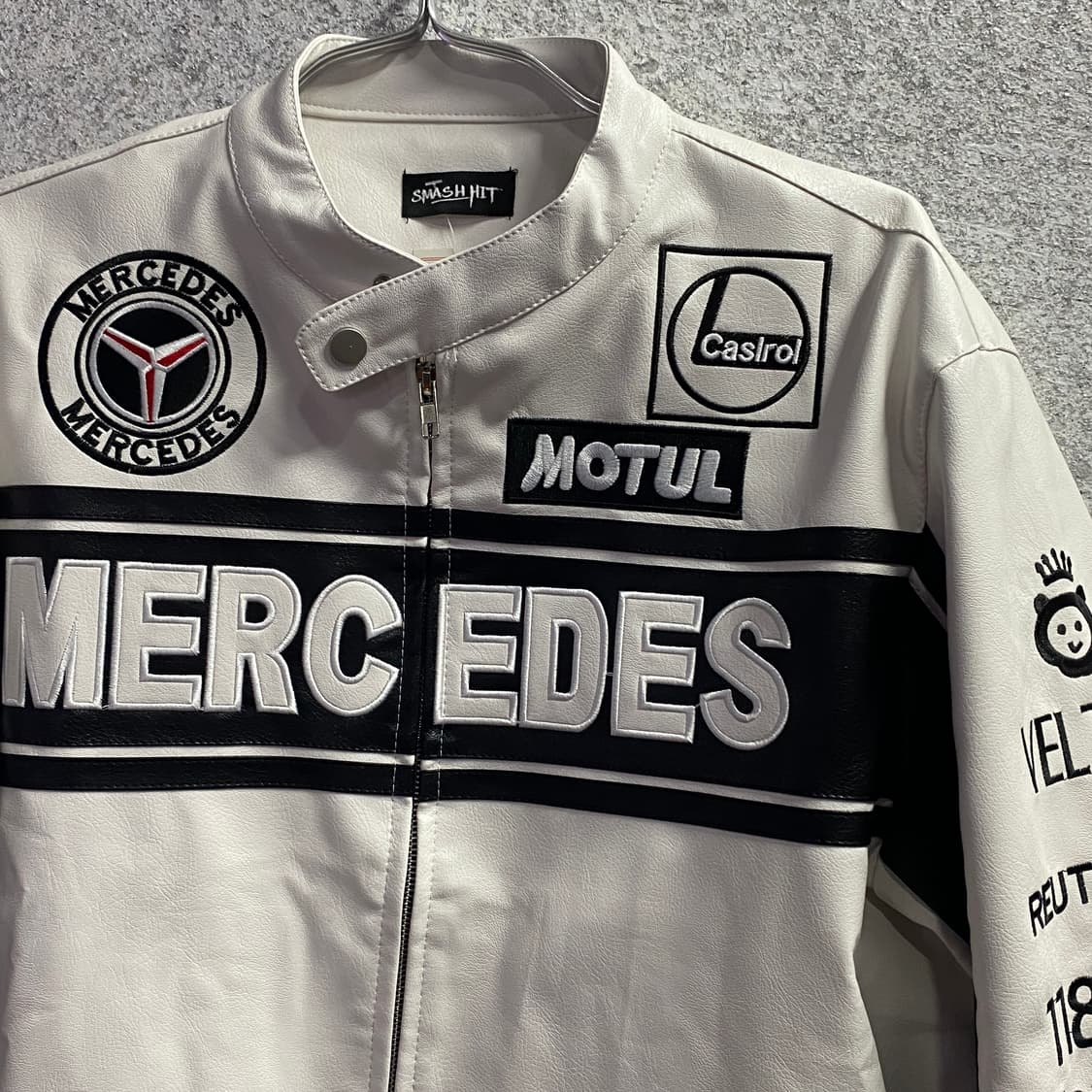 메르세데스 벤츠 빅로고 배색 레이싱 레더자켓 B3262 상품이미지3