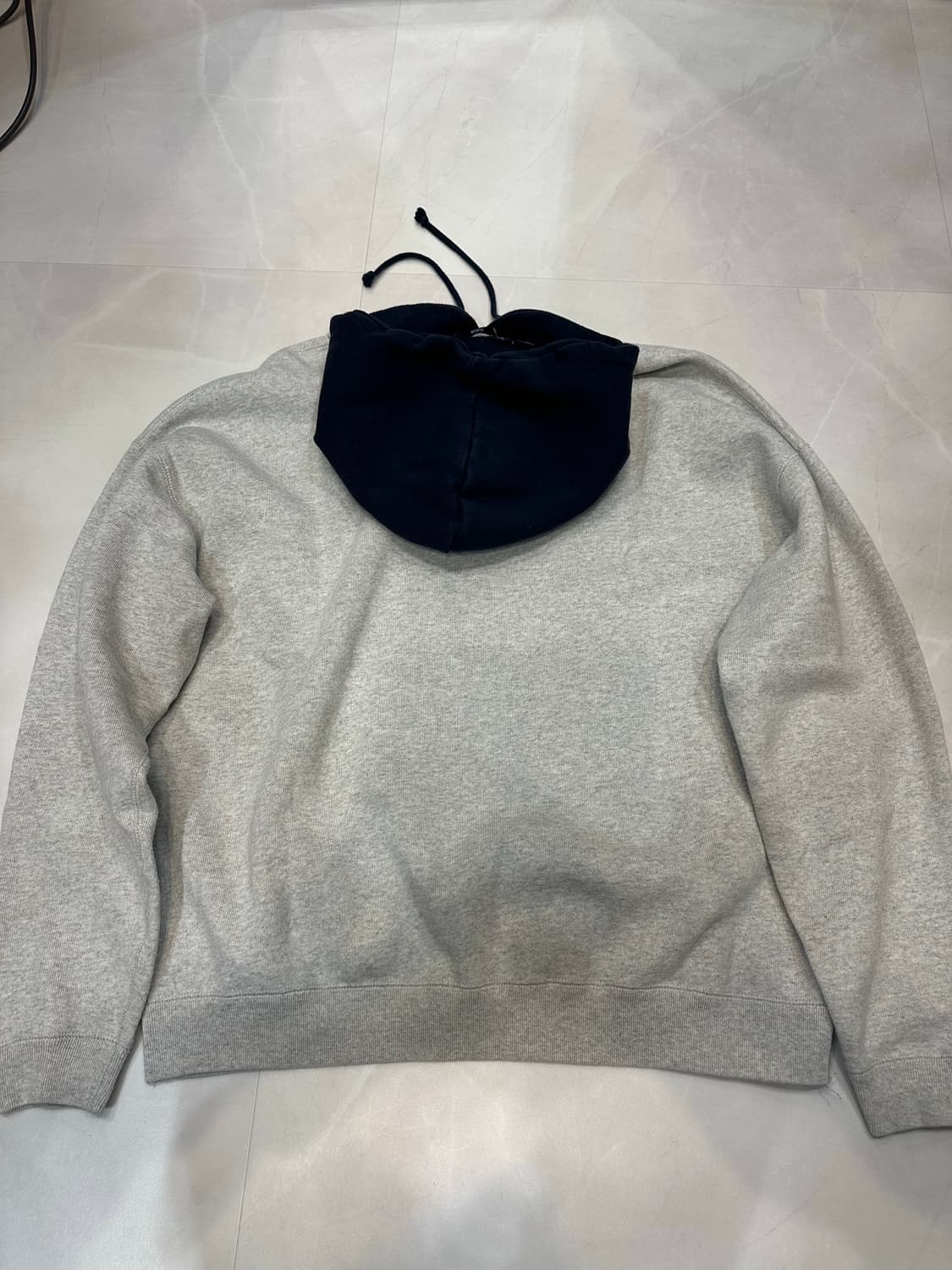 [M]프릭스스토어 오버사이즈 투톤 후드티셔츠 멜란지/네이비 상품이미지4