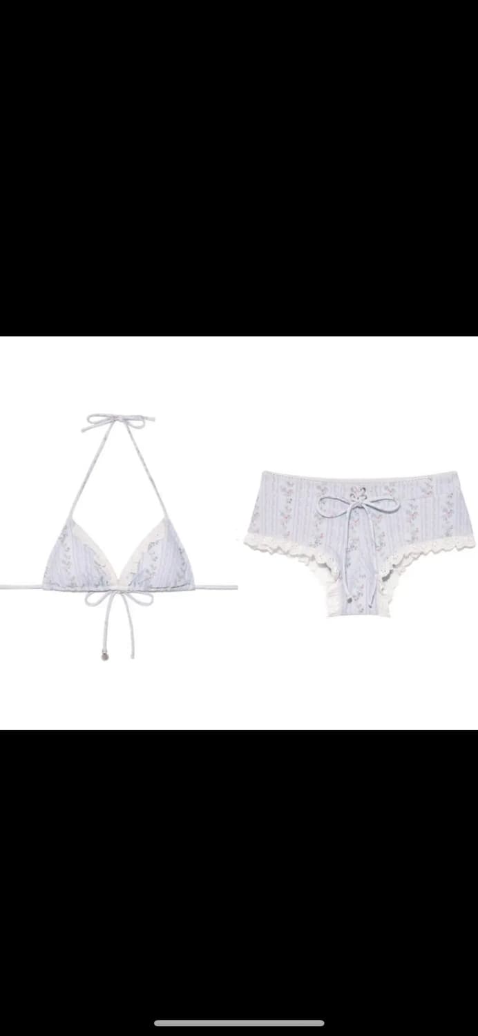 글로니 프릴 비키니 탑 쇼츠 스카이블룸 M 상품이미지1